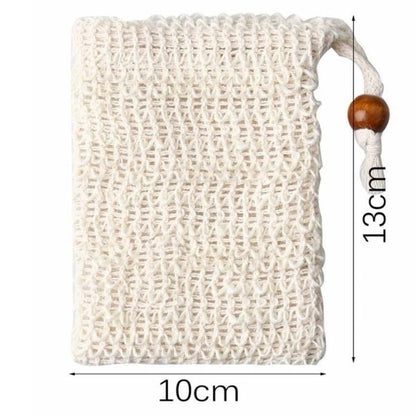 Jungle Culture exfoliating soap bag made of sisal for gentle scrubbing and lathering with soap bars.