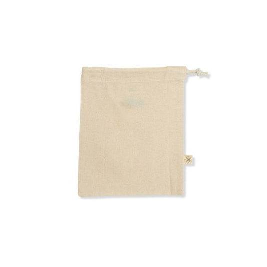 Recycled cotton small produce bag on white background