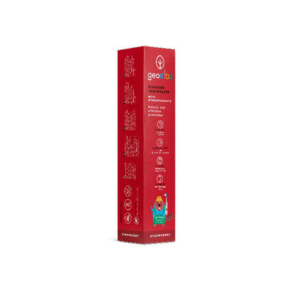 Kids hydroxyapatite toothpaste with fluoride in red cardboard packaging