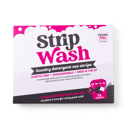 Eco laundry detergent strips in cardboard packaging Scent free
