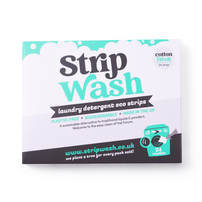 Eco laundry detergent strips in cardboard packaging Cotton fresh