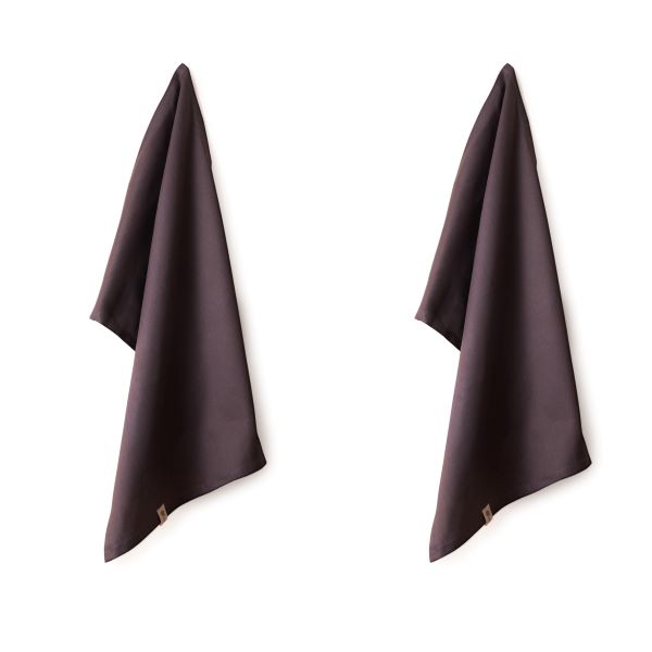 Organic cotton tea towels, pack of 2 hanging side by side, shown in Slate grey, a dark charcoal grey