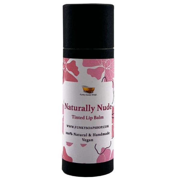 Vegan tinted lip balm Naturally nude in biodegradable cardboard tube