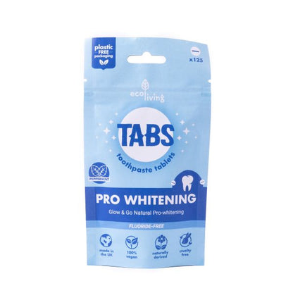 Package of Tabs Pro-whitening Boost toothpaste tablets on a white background in paper packaging