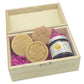 Children's treasure chest gift set open with contents shown inside