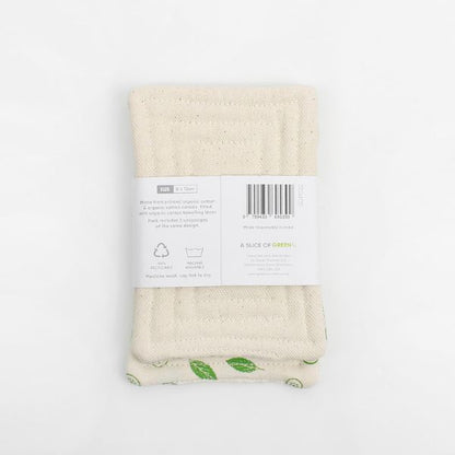 Pack of two mint kitchen smooth unsponges, shown with paper band packaging