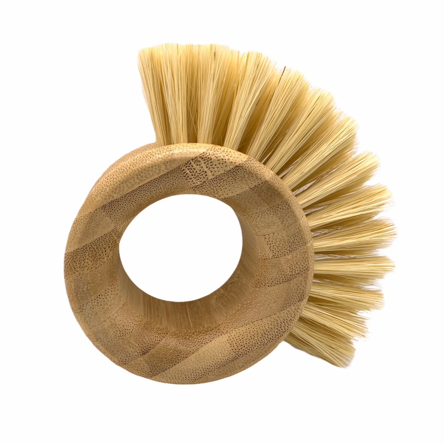 Bamboo vegetable brush shown close up