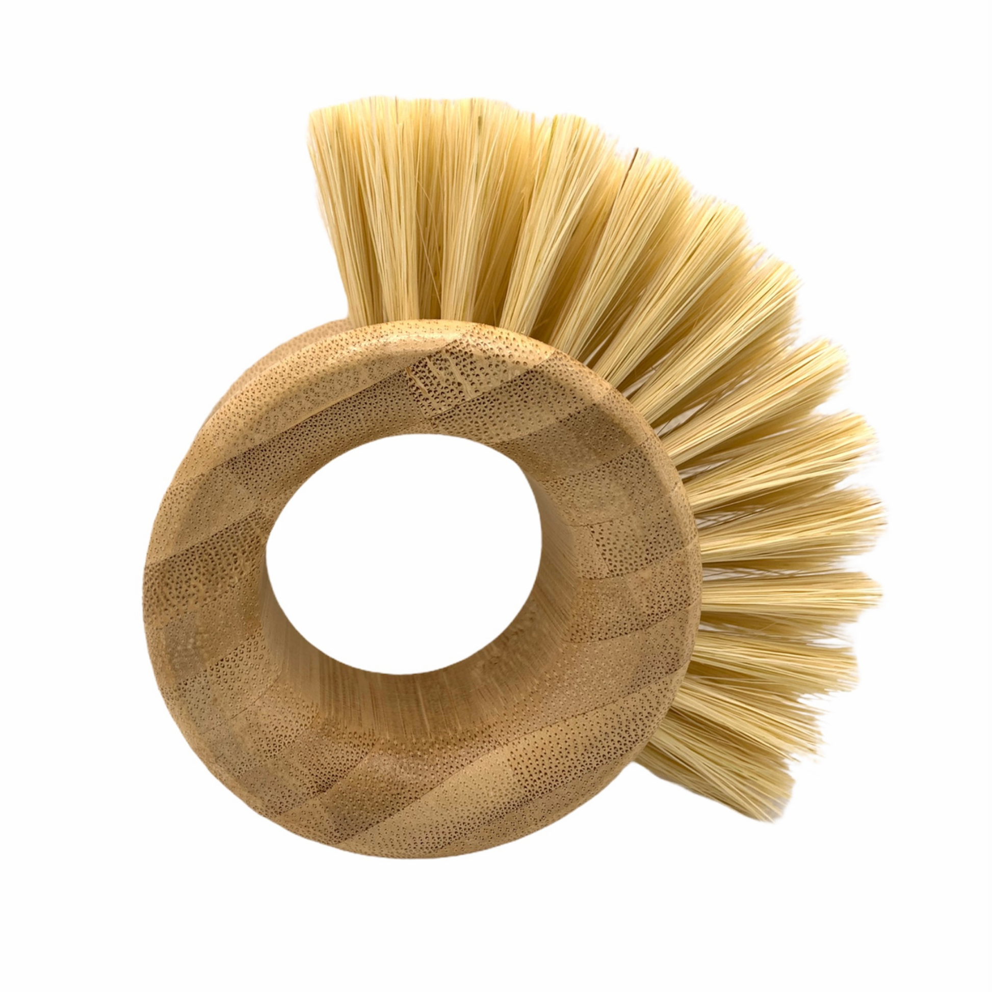 Bamboo vegetable brush shown close up