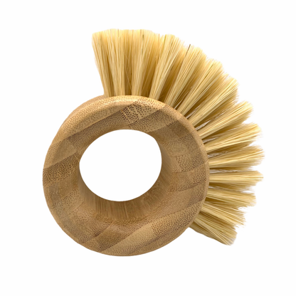 Bamboo vegetable brush shown close up