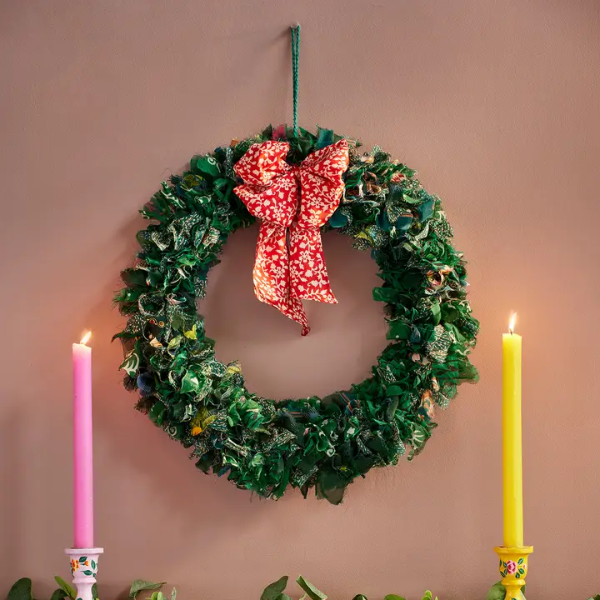Recycled sari wreath small