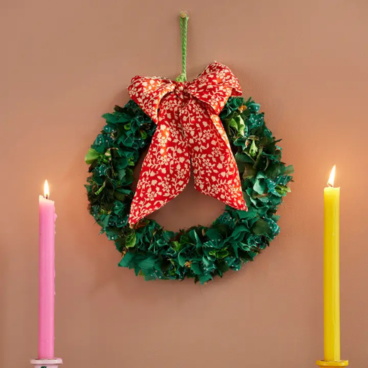 Recycled sari wreath large