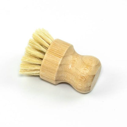 Bamboo pot scourer shown close up