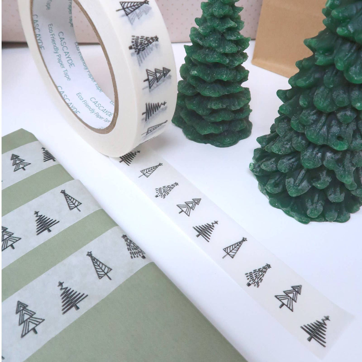 Christmas paper tape 24mm white