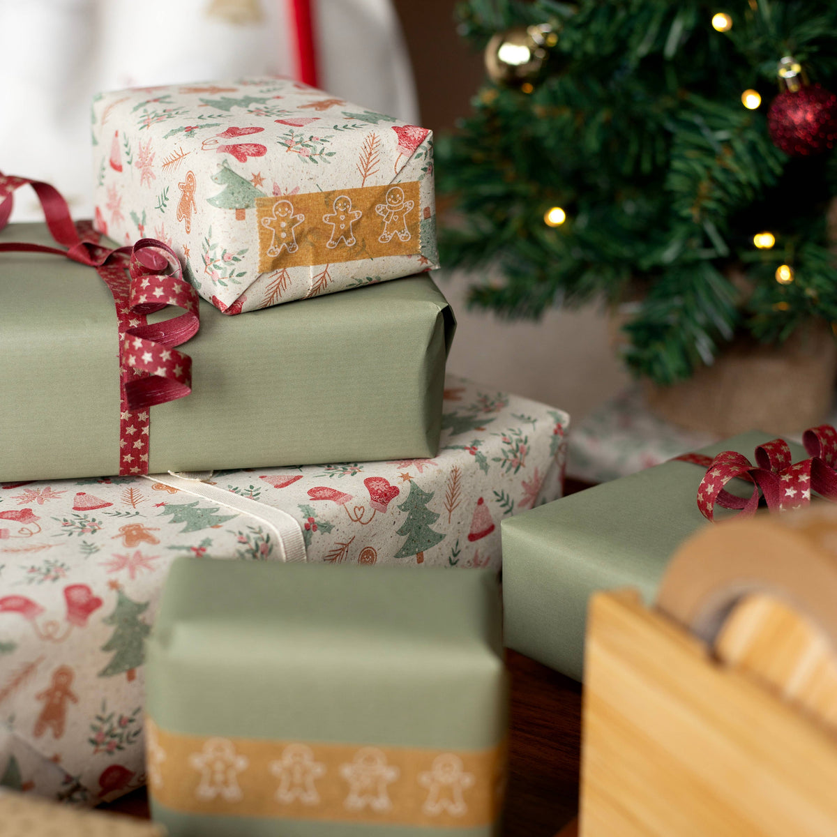 Christmas paper tape 24mm brown