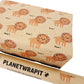 Kraft recycled wrapping paper in Lion design (brown background with orange lions and text reading 'Rawr!')