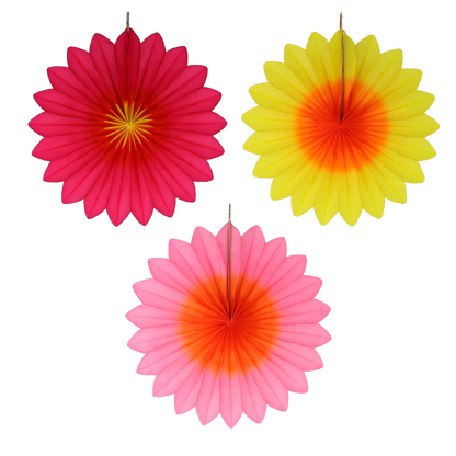 Paper flower decorations Sunset flowers  (three different colours combining oranges, yellows, pinks and reds)