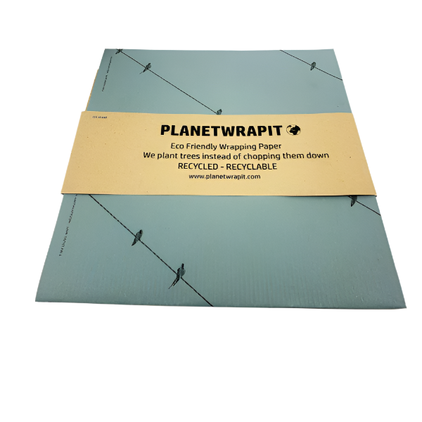 Eco-friendly wrapping paper Birds on a wire  Dusky blue