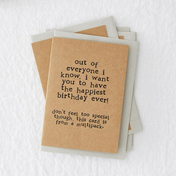 Pack of 6 eco cards - Don't feel too special, this card is from a multipack