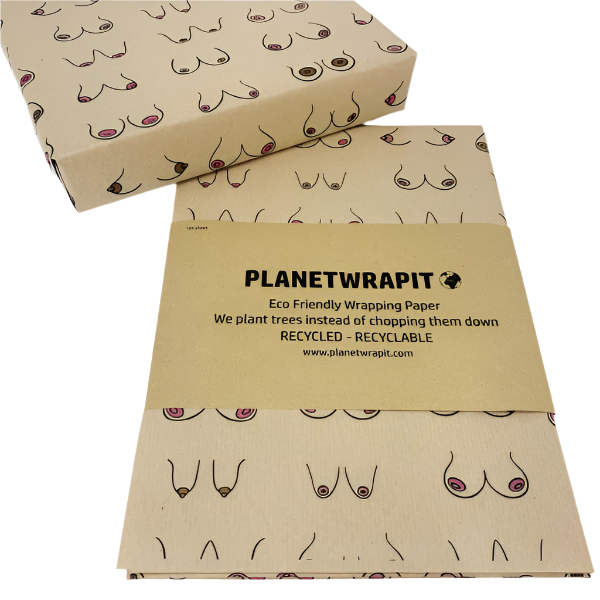 Eco-friendly wrapping paper Brown with boobs design