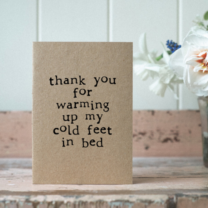 Eco card 'Thank you for warming up my cold feet in bed'