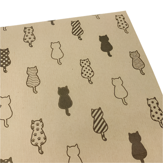 Eco-friendly gift wrapping paper Brown paper with black cartoon cats