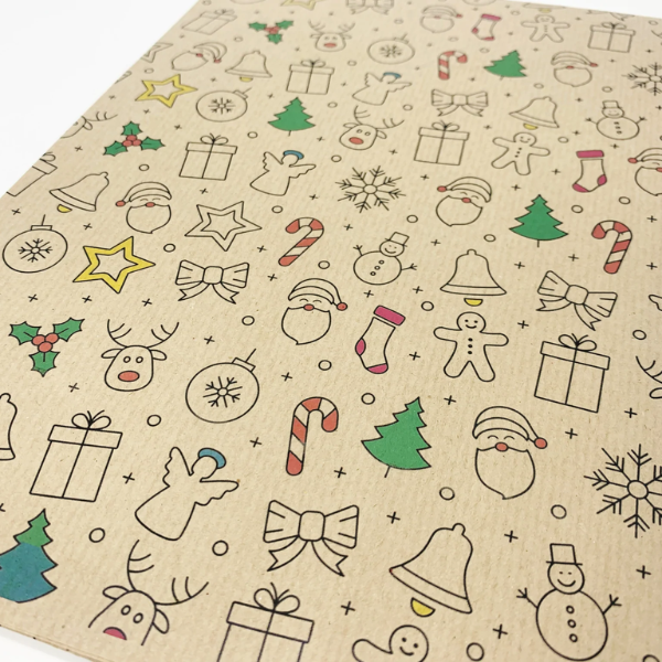Eco-friendly wrapping paper Christmas fun - Natural