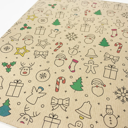 Eco-friendly wrapping paper Christmas fun - Natural