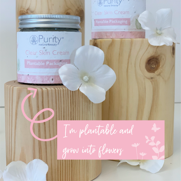 Clear skin face cream plantable packaging