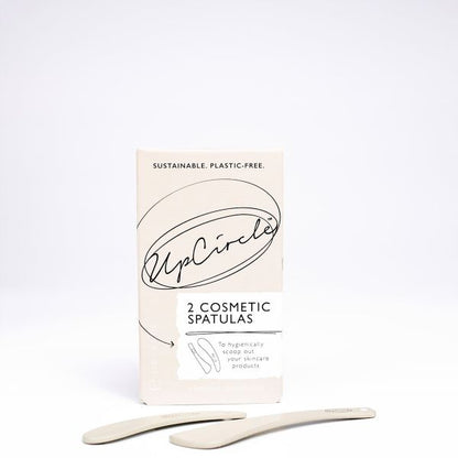 Set of 2 mini cosmetic spatulas/scoops with box