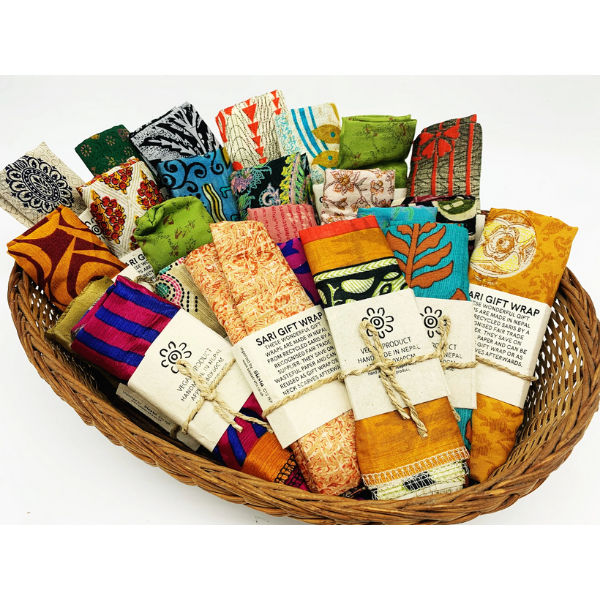 Eco-friendly reusable fabric sari wrapping