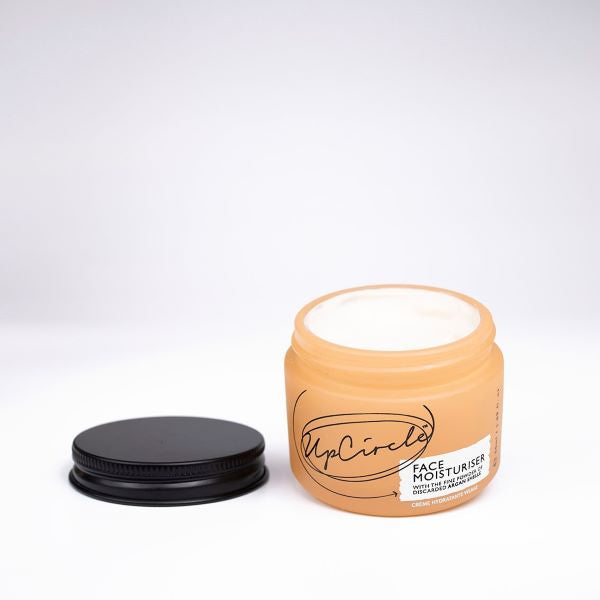 UpCircle face moisturiser in glass jar with aluminium lid