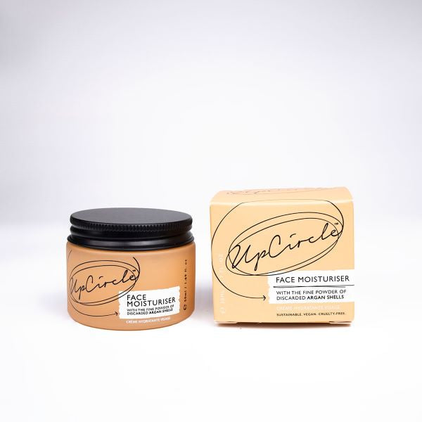 UpCircle face moisturiser in glass jar with aluminium lid with box