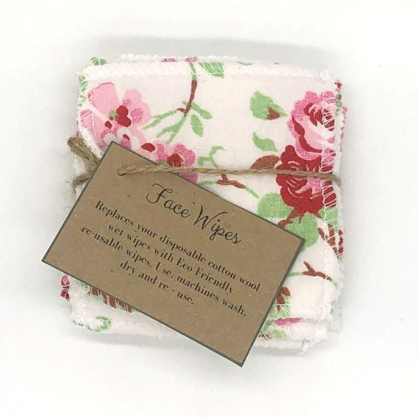Reusable face wipes with basket and washbag Floral