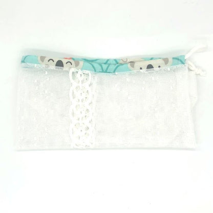 Reusable face wipes with basket and washbag Koala