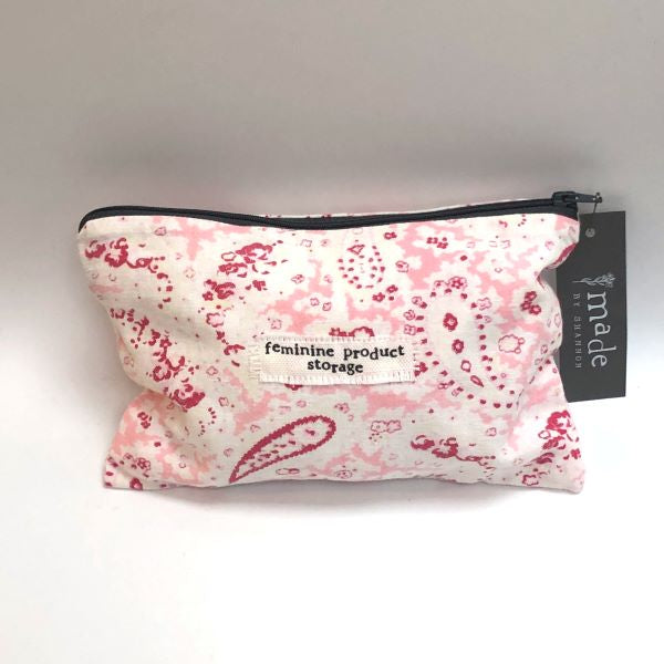 Vintage fabric pouch Feminine product storage Paisley pattern