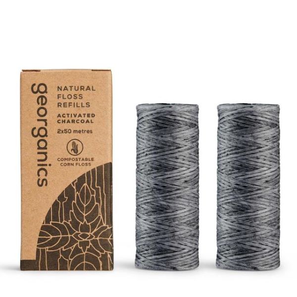 Georganics vegan dental floss activated charcoal refills