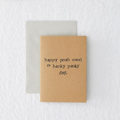 Eco-love card 'Happy posh meal and hanky panky day'