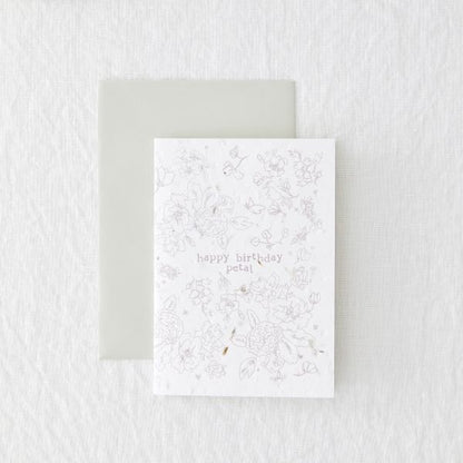 Eco card - birthday seeded 'Happy birthday petal'