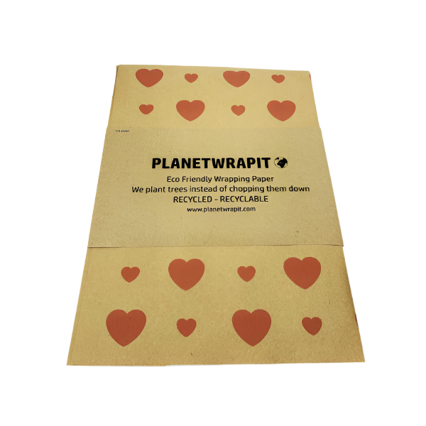 Eco-friendly wrapping paper Hearts Natural