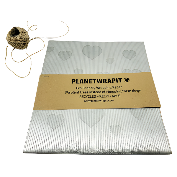 Eco-friendly wrapping paper Hearts Silver