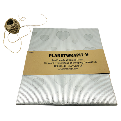 Eco-friendly wrapping paper Hearts Silver