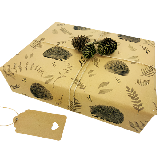 Eco-friendly wrapping paper hedgehog
