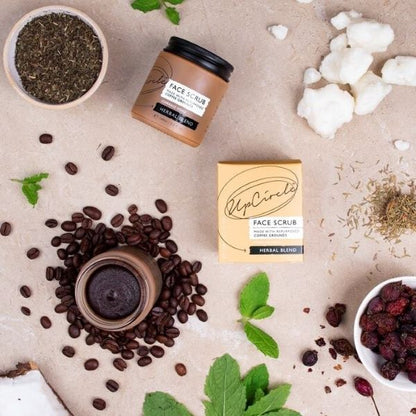 Coffee face scrub Herbal blend with ingredients