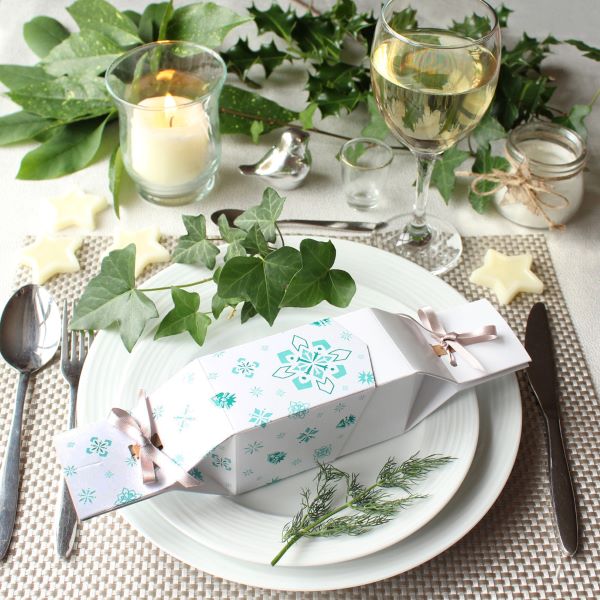 Keep this cracker Reusable Christmas cracker on table Jewel White