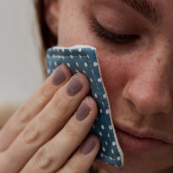 Reusable make up pads in use