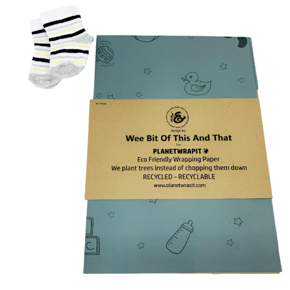 Eco-friendly wrapping paper New baby Dusky blue