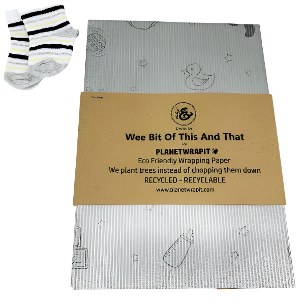 Eco-friendly wrapping paper New baby Silver