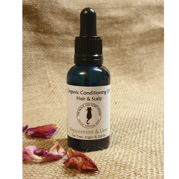 Organic conditioning oil for scalp, skin and hair Peppermint lime and tea tree