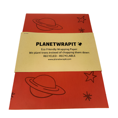 Eco-friendly wrapping paper Planet and stars Red