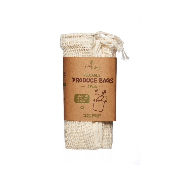 Set of 3 organic grocery and produce bags